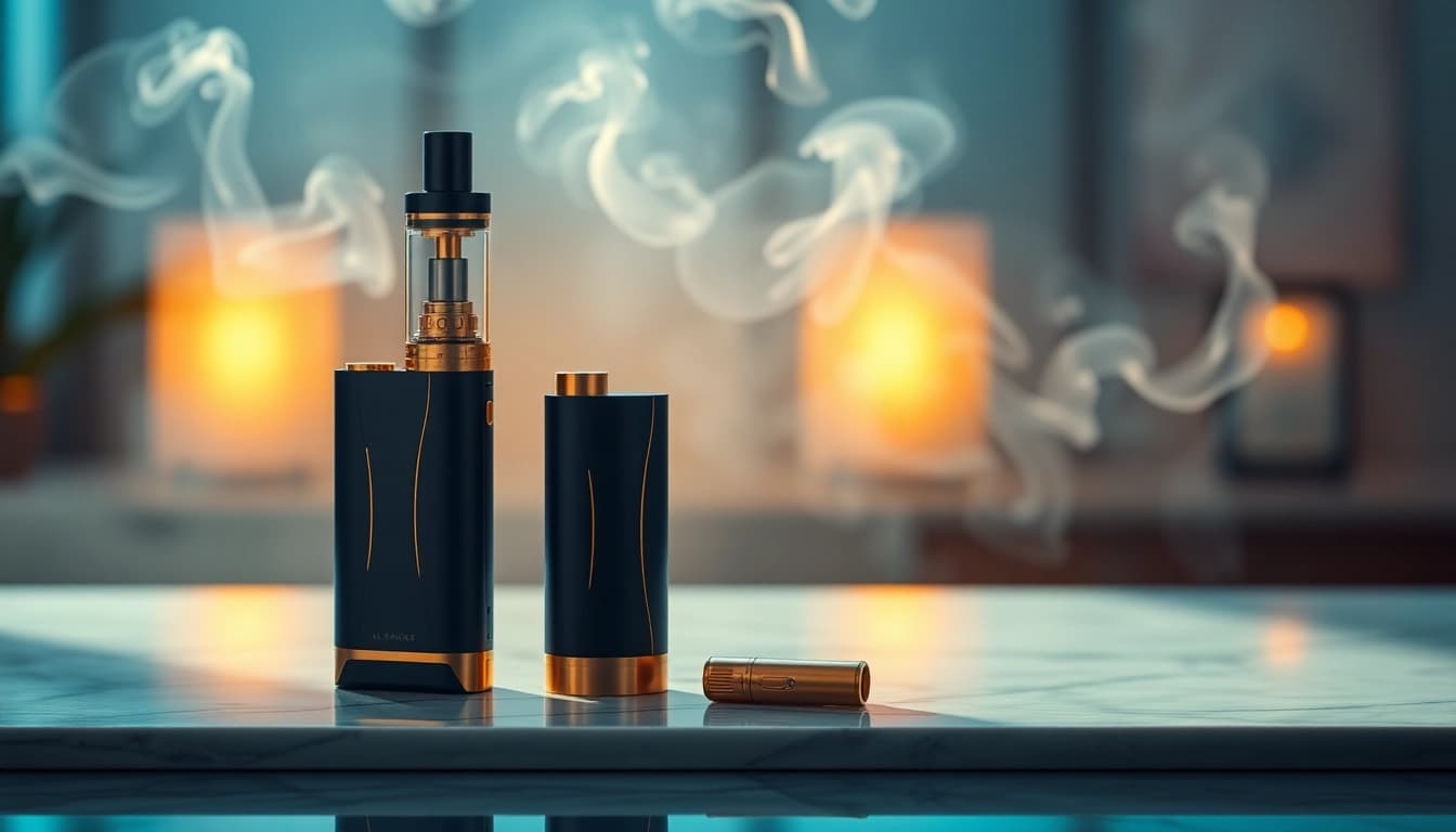 Al Fakher 30K und stilvolles Vape-Setup auf eleganter Marmor-Oberfläche.