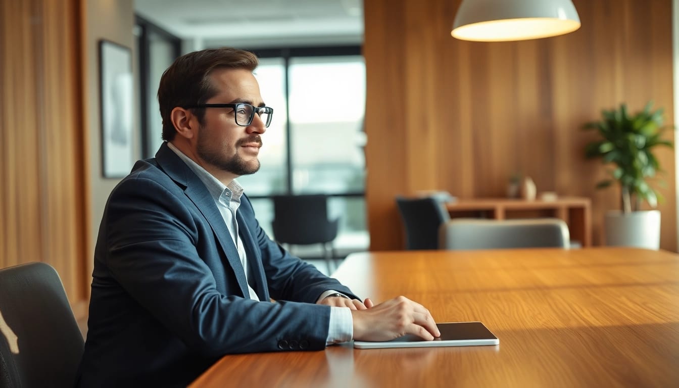 Headhunter führt professionelles Gespräch im Büro mit Bewerber.