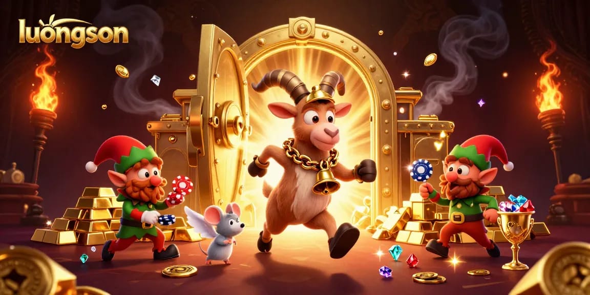 Experience thrilling gaming action with luongson's festive casino illustration highlighting a whimsical scene.