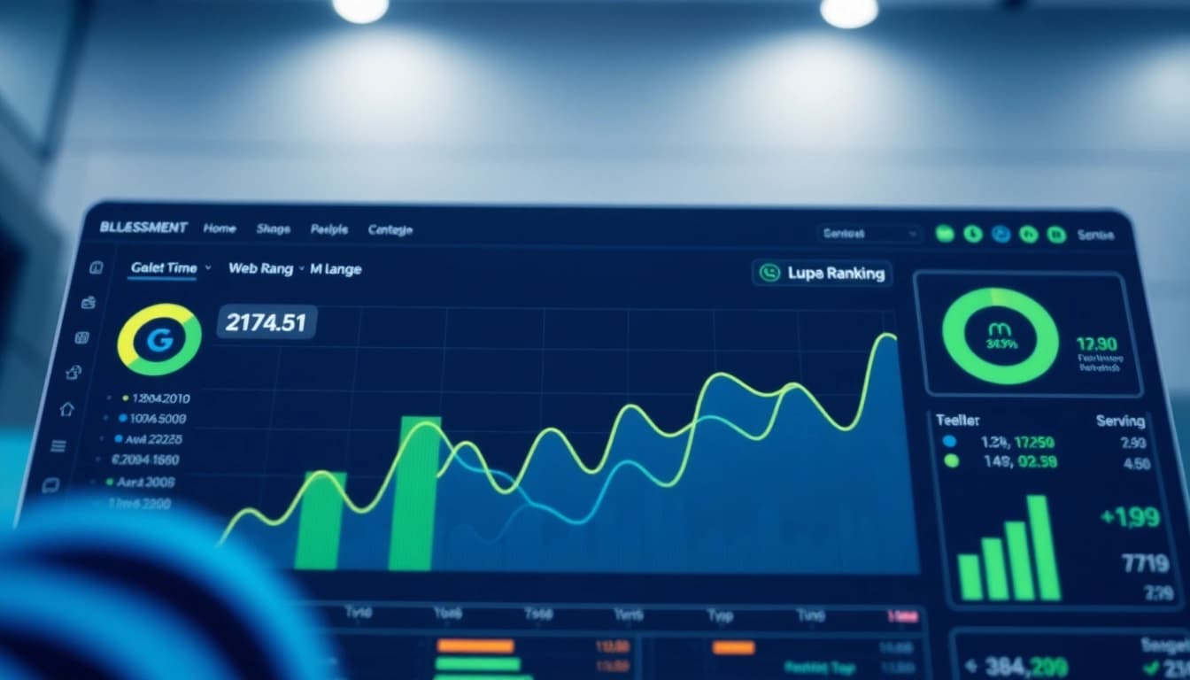 Visualisierung des Web-Rangs mit Diagrammen und Analysetools in einem modernen Dashboard.