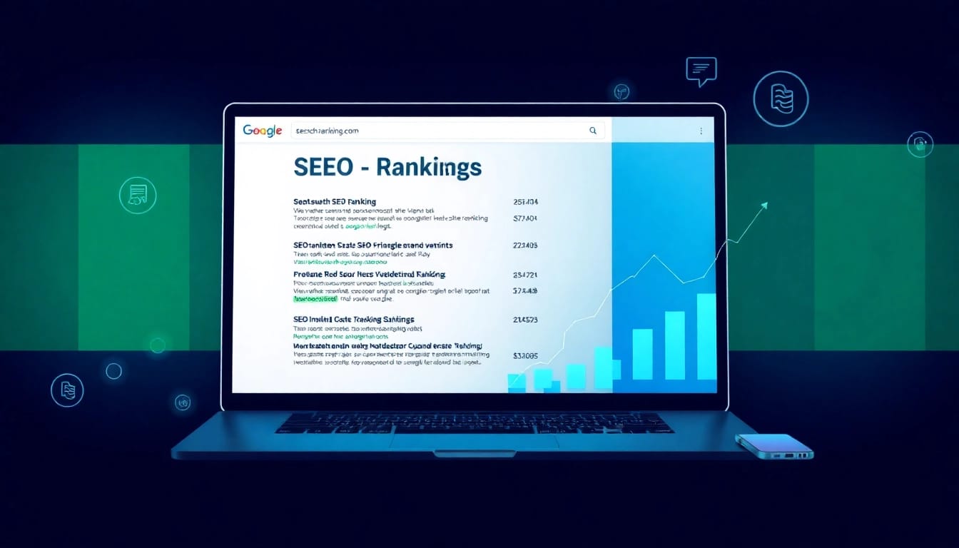Visualisieren Sie SEO-Ranking-Statistiken über SERPs mit Wachstumssymbolen.
