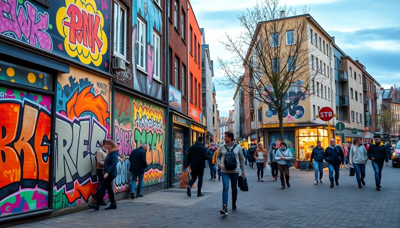Entdecke dynamische Graffiti Hamburgs, das die Straßenkunstszene lebendig darstellt.