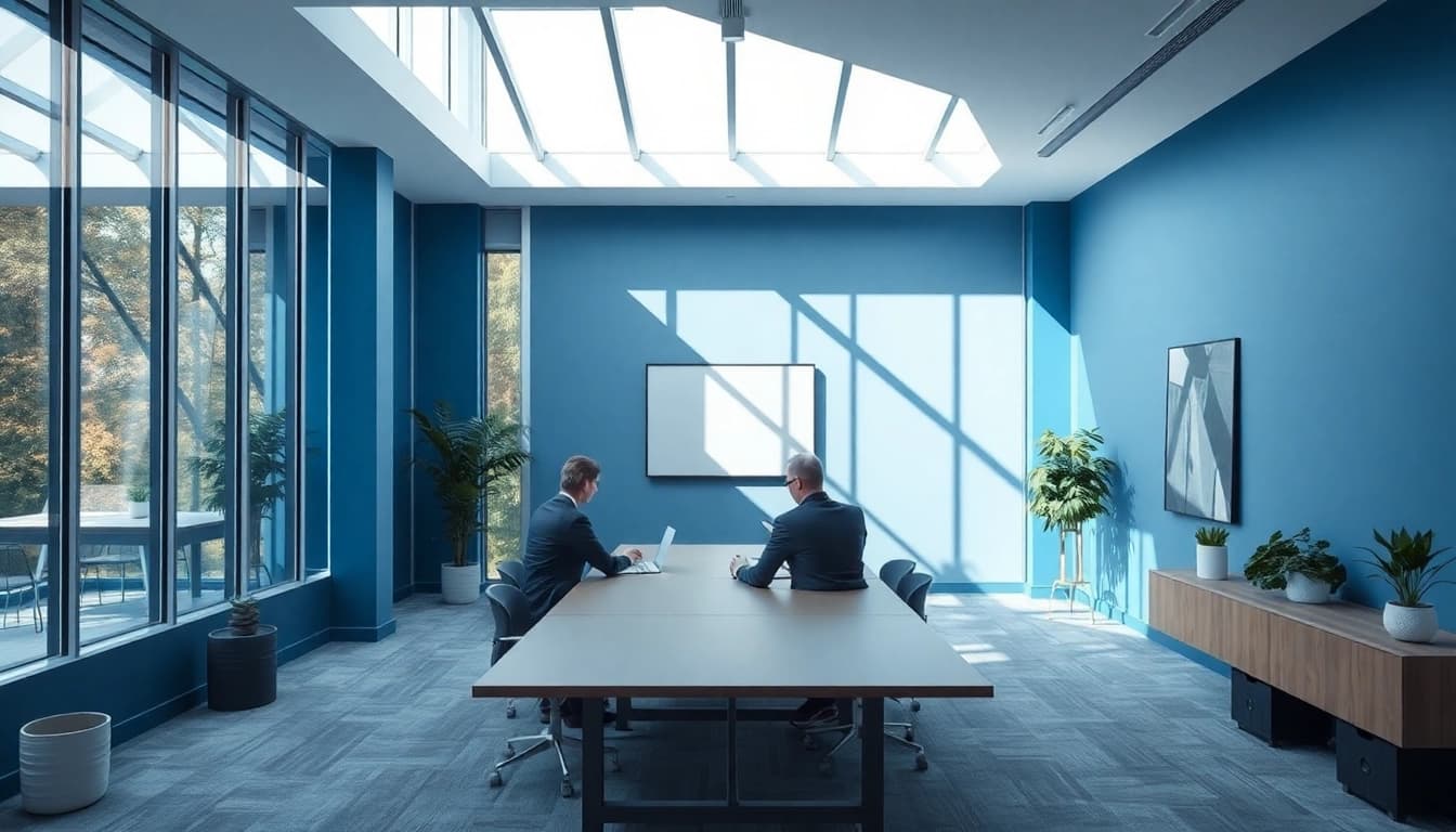 Headhunter Heidelberg: Fachleute diskutieren in modernem Büro.