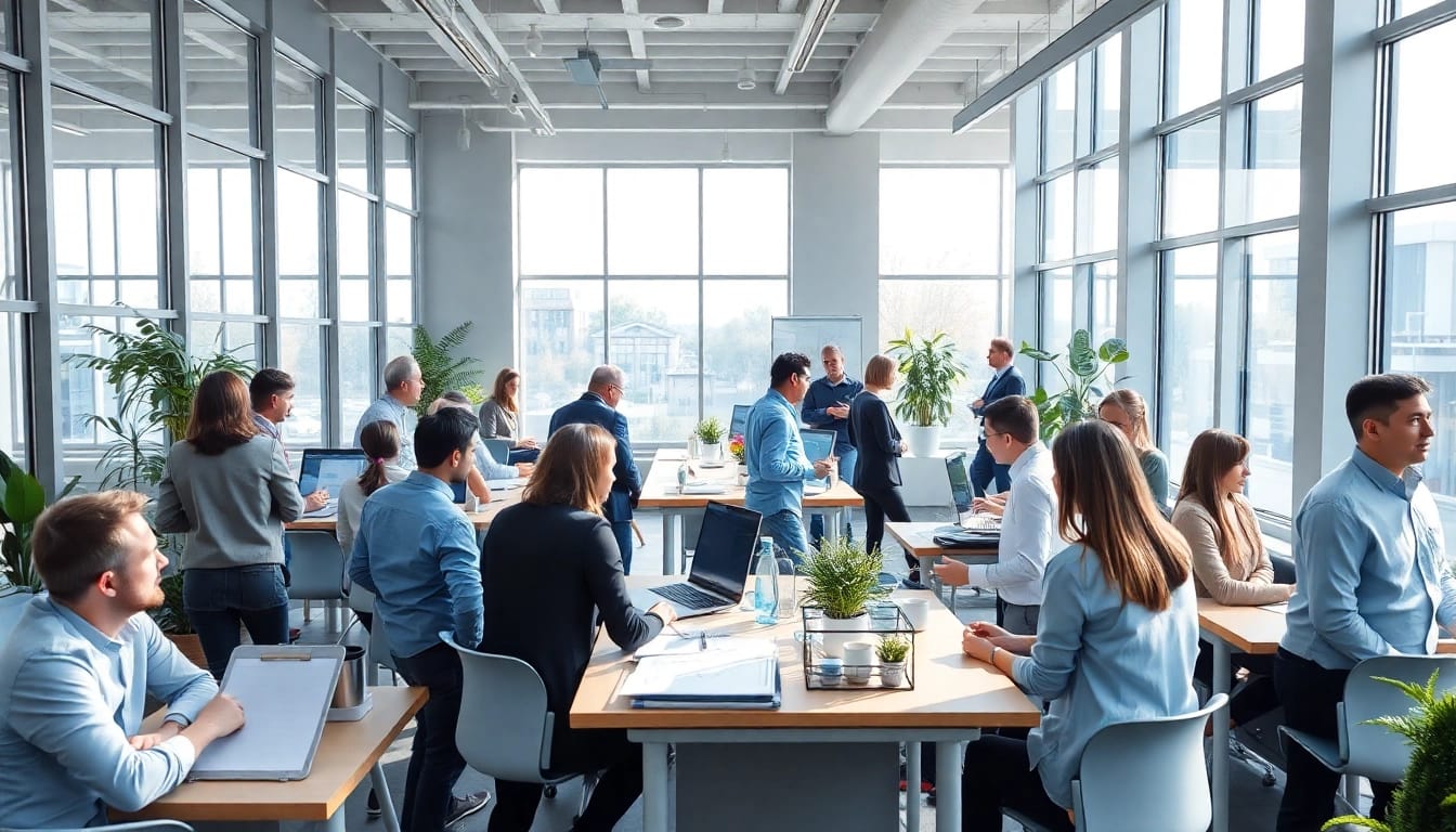 Explore the concept of average salary in Germany in a vibrant office filled with diverse professionals collaborating.