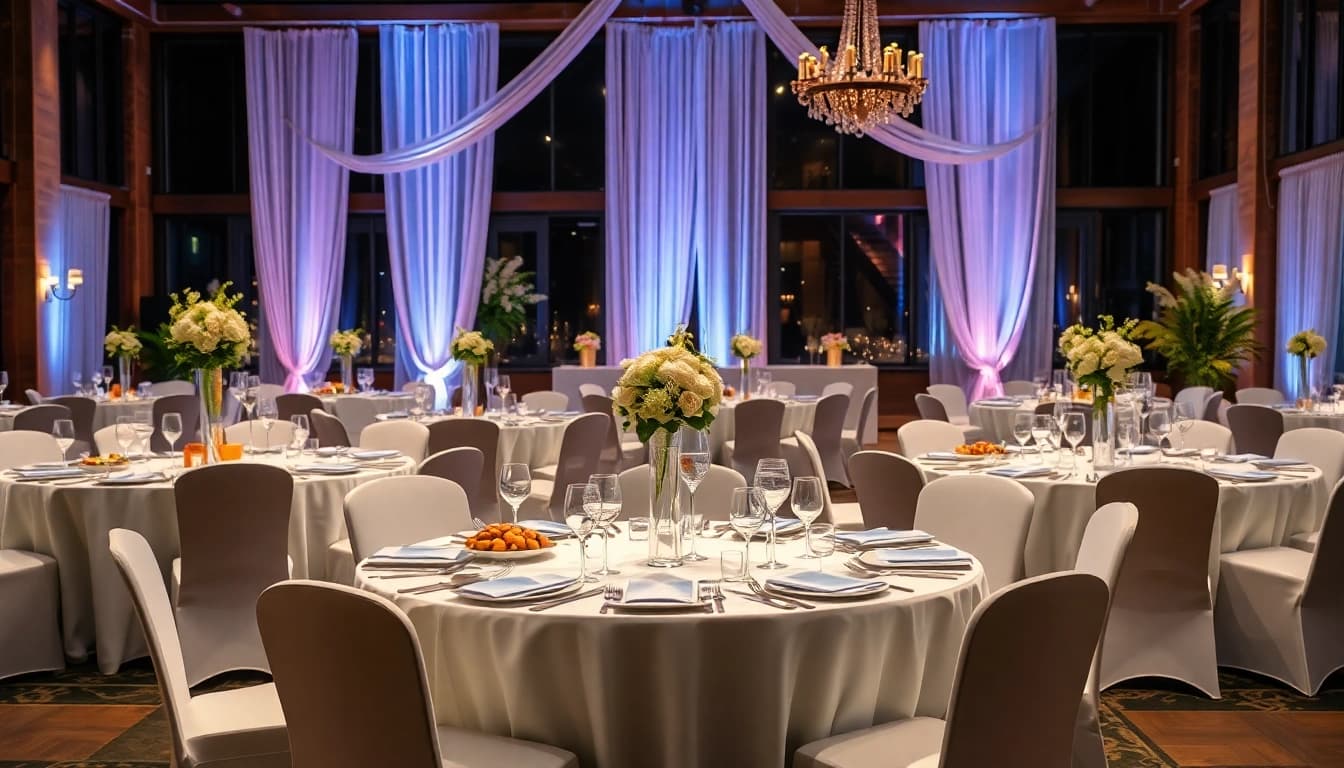 Detailansicht eines exquisiten Eventcatering-Arrangements mit frischen Zutaten und stilvoller Dekoration.