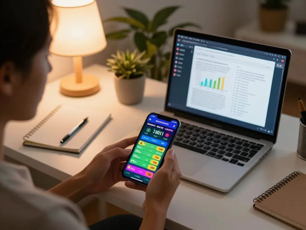 Engaging with keo nha cai on smartphone in a cozy home setup with strategy notes and betting details