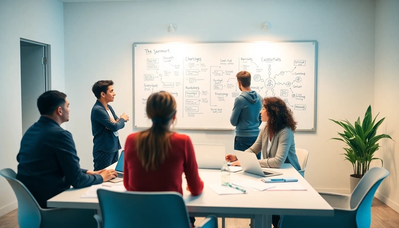 Showcase a collaborative session at a werbeagentur pflege strategy meeting.