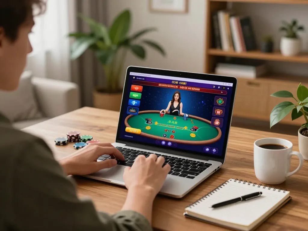 SC88 player enjoying mobile casino gaming experience at home, focused on winning strategies.