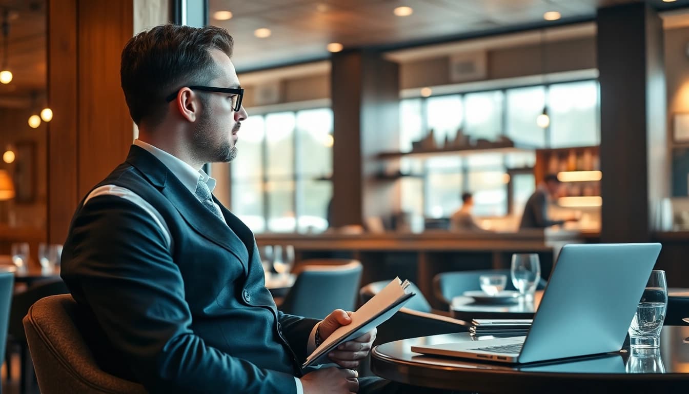 Headhunter Gastronomie analysiert Kandidaten in einem modernen Restaurant.