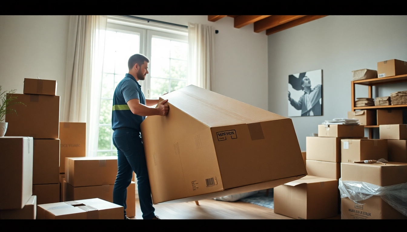Umzugsunternehmen Bruchsal bei der Arbeit, professioneller Umzug von Möbeln und Kartons.