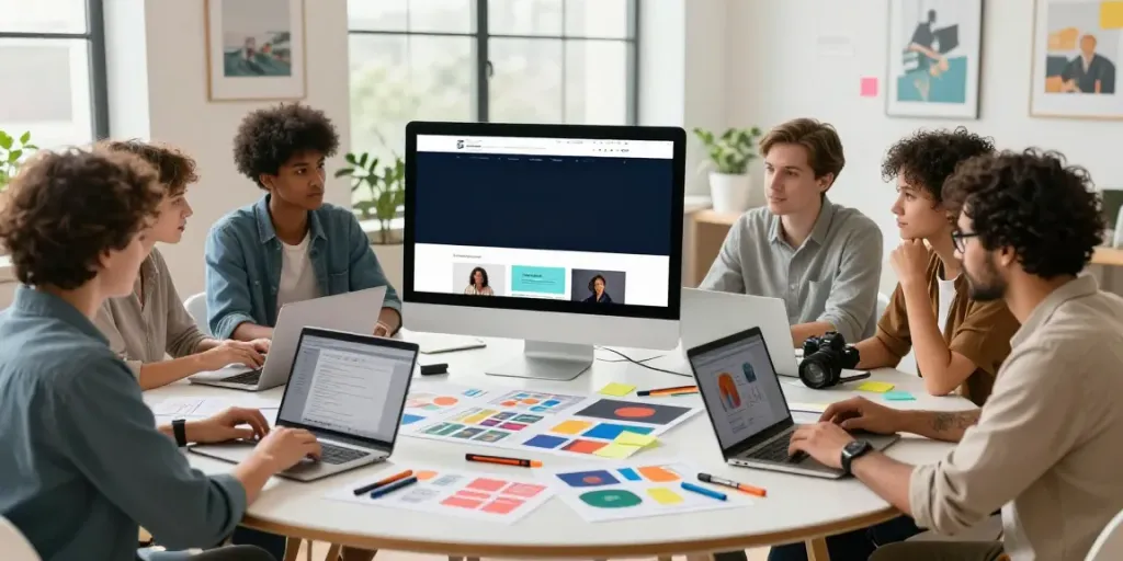 Professionelles Webdesign Saarland: Kreatives Team arbeitet an einem Projekt.