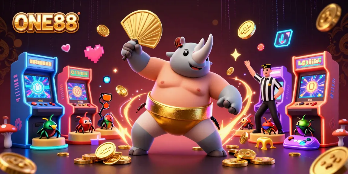 Experience the thrill of gambling with ONE88 in an electrifying 3D casino scene showcasing action and excitement.