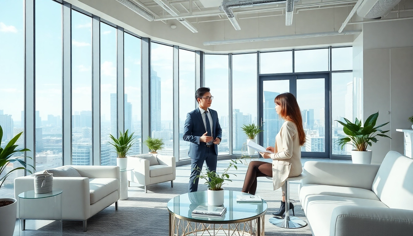 Immobilienmakler Frankfurt Dornbusch berät Kunden in modernem Büro.