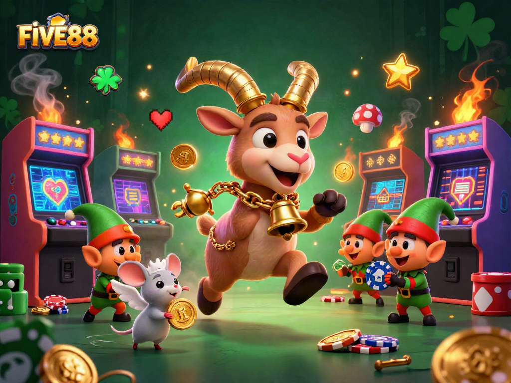Experience the thrilling atmosphere of FIVE88's casino with Krampus and festive elements stealing the show.
