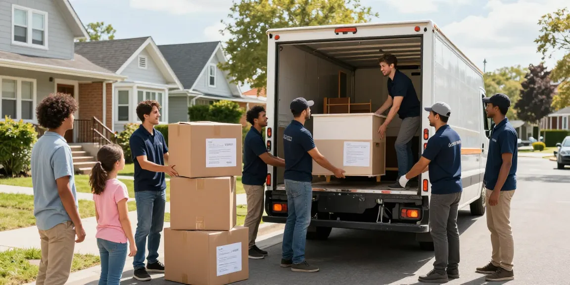Umzugsunternehmen Bruchsal: Professionelle Umzugsmitarbeiter laden Möbel in einen Umzugswagen.