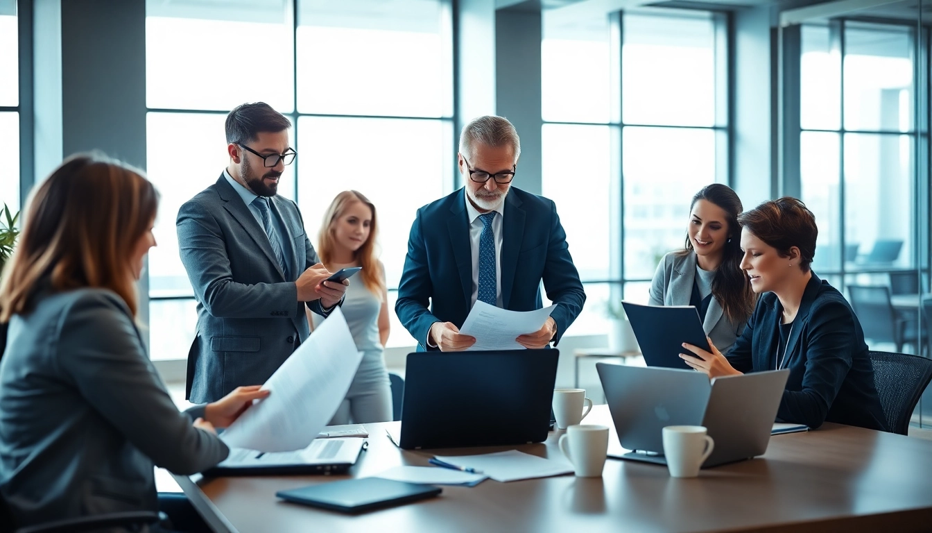 Headhunter Ingenieure besprechen Bewerbungen in einem modernen Büro.