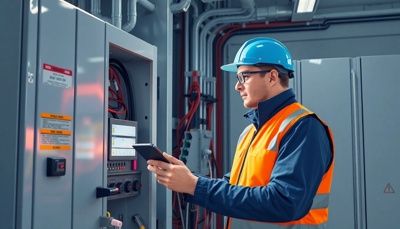 Technician conducting a DGUV V3 Prüfung to ensure the safety of electrical equipment.