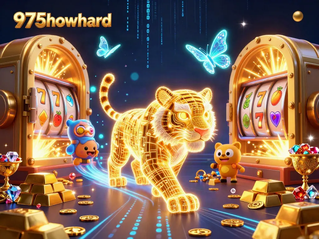 Experience thrilling gaming at 975howard with a vibrant casino scene featuring dynamic slot reels.