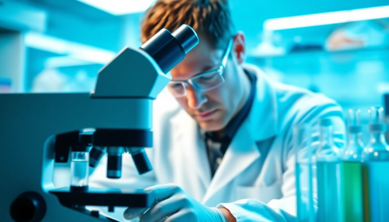 Die lipase wird von einem Wissenschaftler im Labor analysiert.