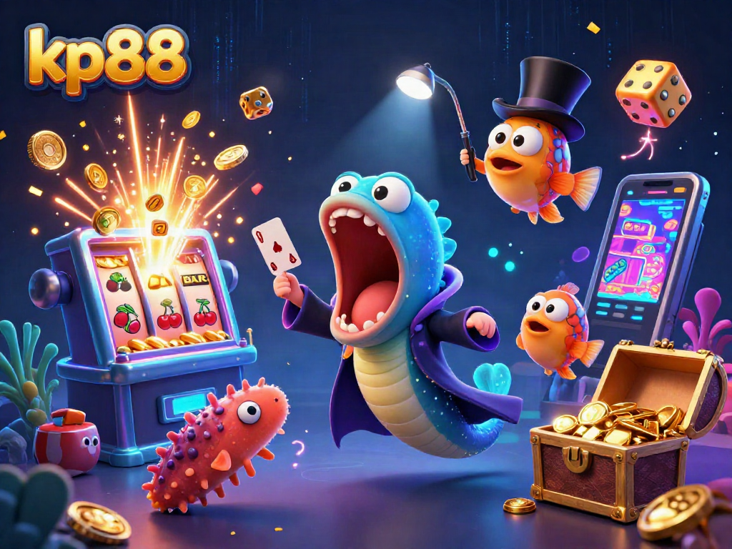 Engage in thrilling casino magic with kp88, featuring vibrant 3D characters and exciting gaming elements.