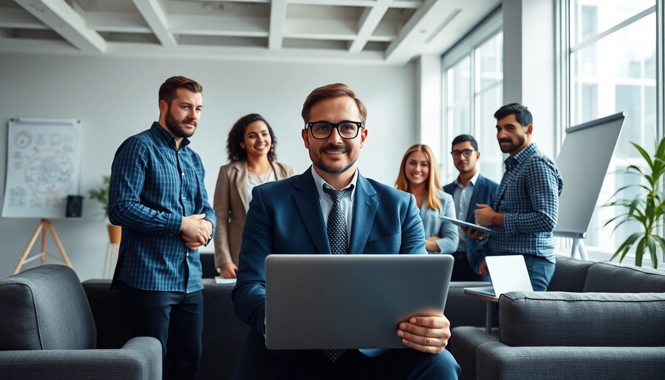 Headhunter IT collaborates with tech talent in a modern office to enhance recruitment.