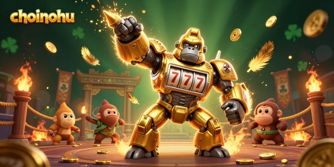 Spin to win with choinohu's golden gorilla mech and dynamic casino elements in action.