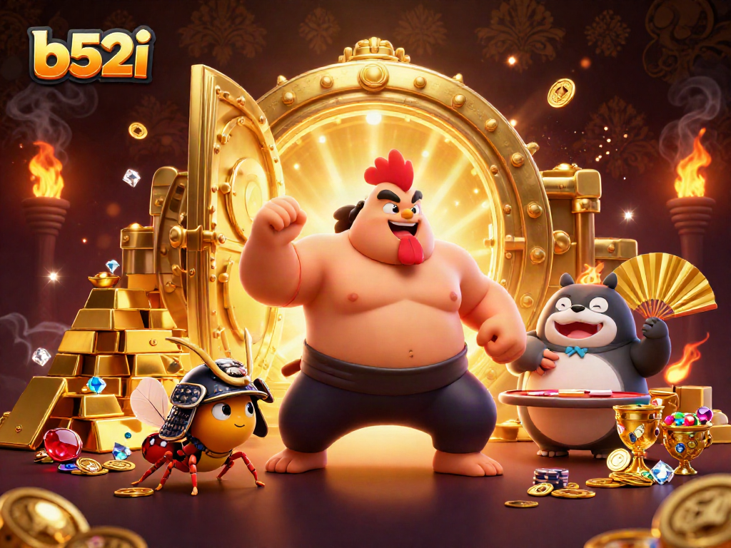 Engage in thrilling gameplay with b52i, featuring dynamic casino elements in an exciting 3D illustration.