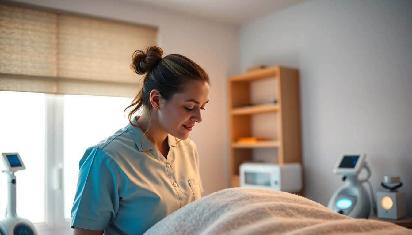 Therapeut in Berlin, der eine Liebscher und Bracht Behandlung an einem Patienten durchführt.