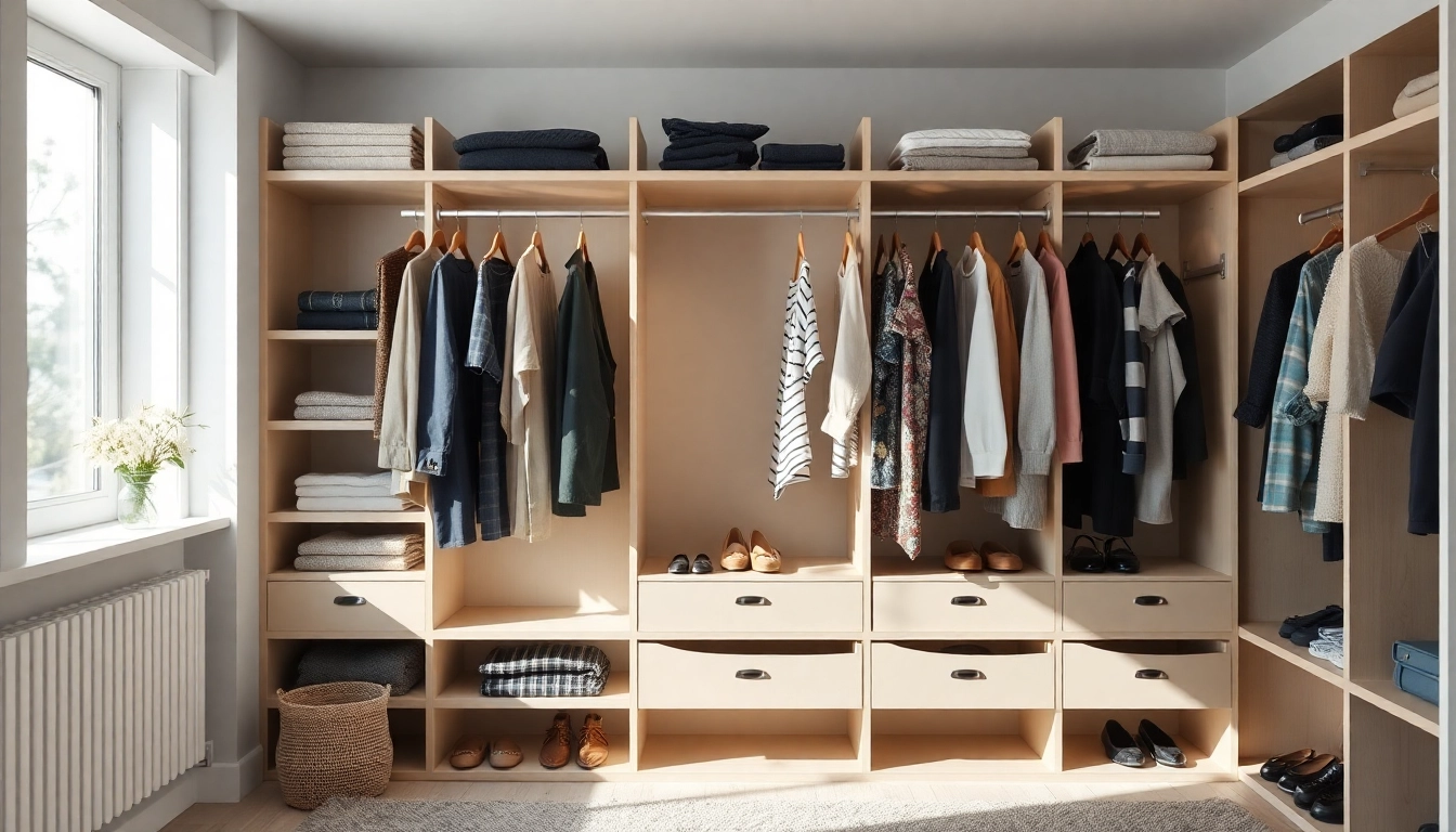 Organized closet showcasing rutschfeste kleiderbügel with a sleek design for optimal clothing support.