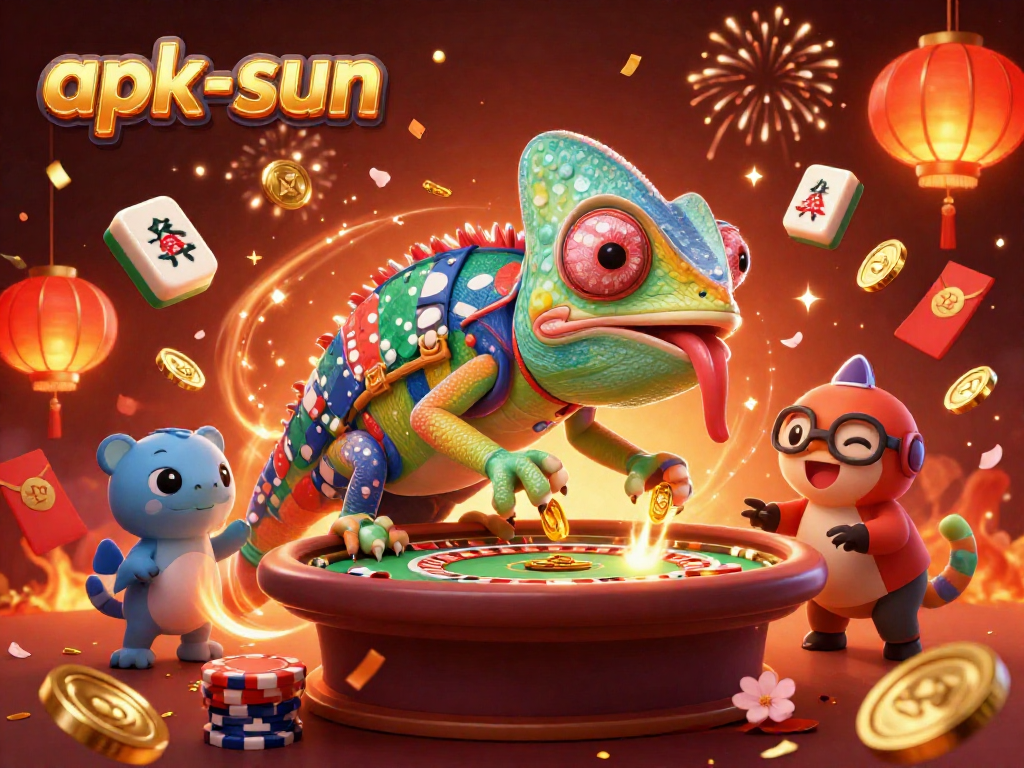 Engage with apk-sun as the chameleon owner attracts fortunes in a vibrant casino scene.