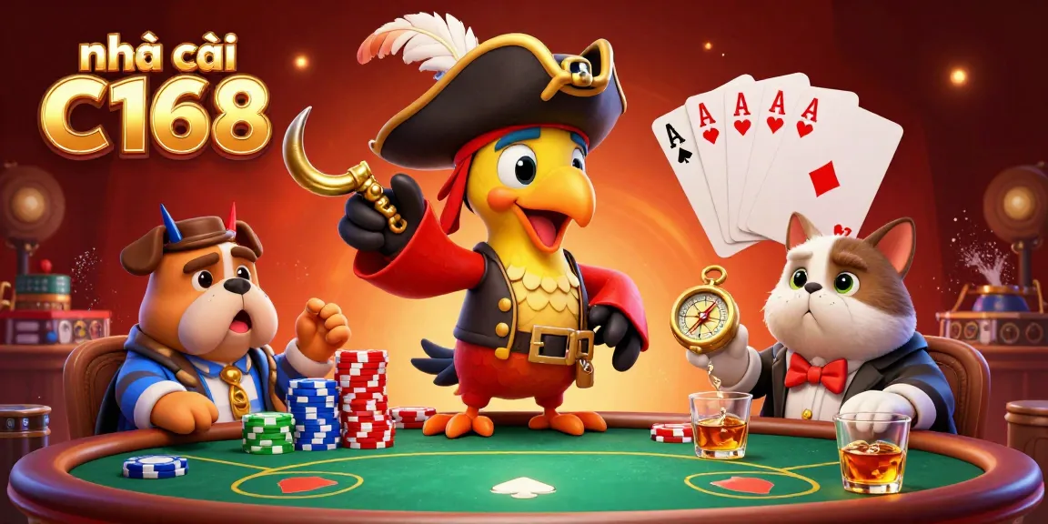Engage in thrilling poker action at nhà cái C168 with colorful chips and charming 3D characters!