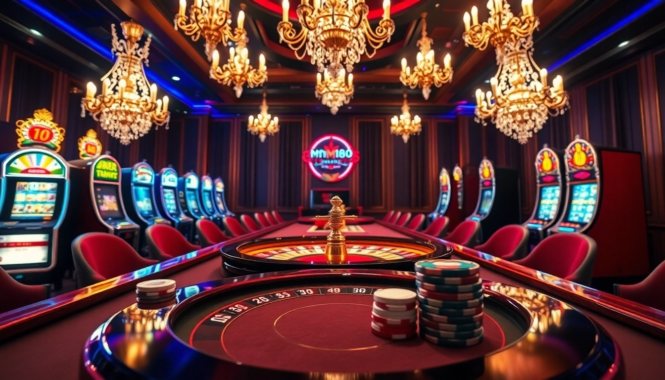 Engage in thrilling gameplay at https://mm88.press/ featuring luxury casino tables, colorful cards, and vibrant slot machines.