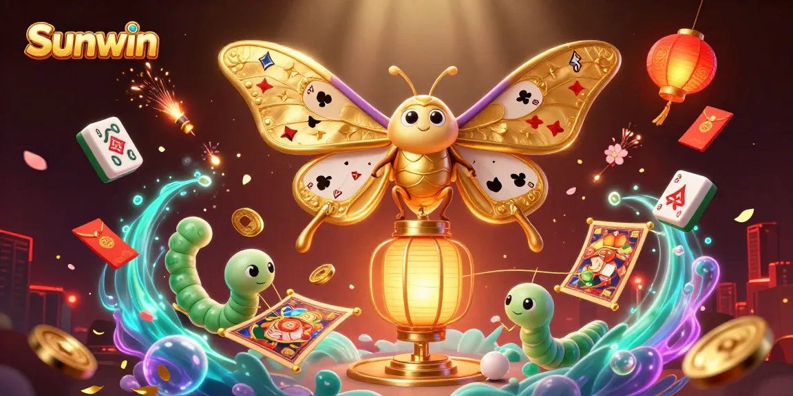 Experience exciting gameplay with Sunwin, featuring vibrant casino elements and animated moth characters.