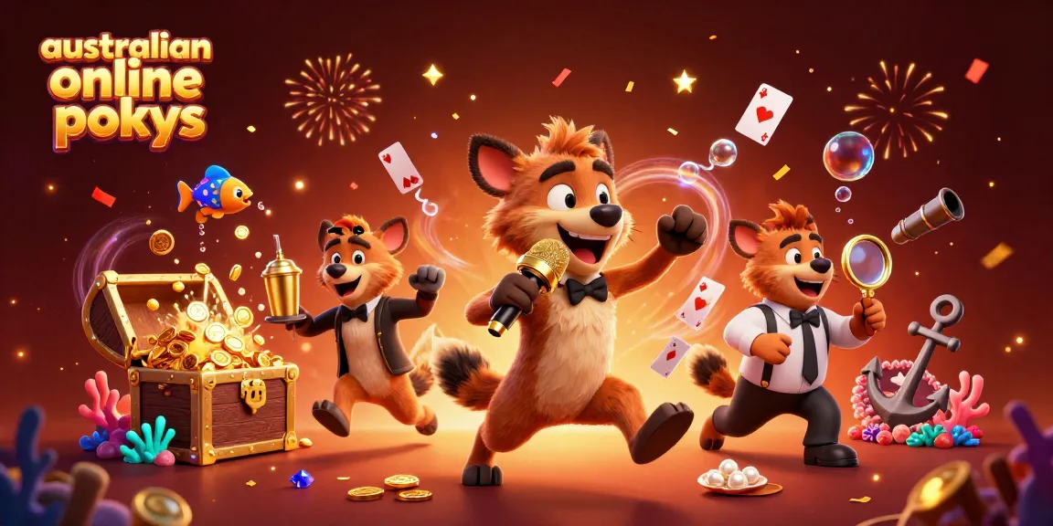Experience the thrill of australian online pokies alongside animated hyenas in a vibrant casino.