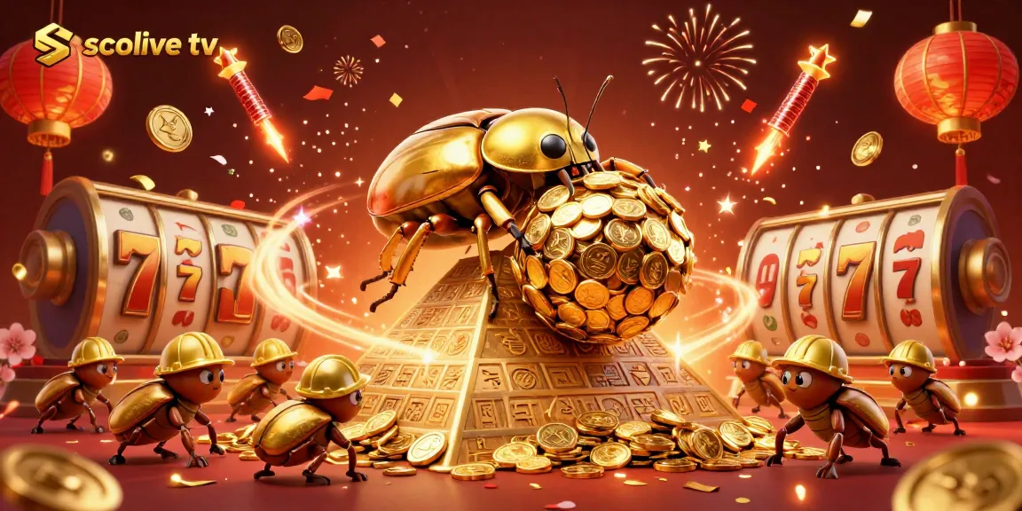 socolive tv showcases a vibrant casino-themed scene with golden beetles and festive symbols!