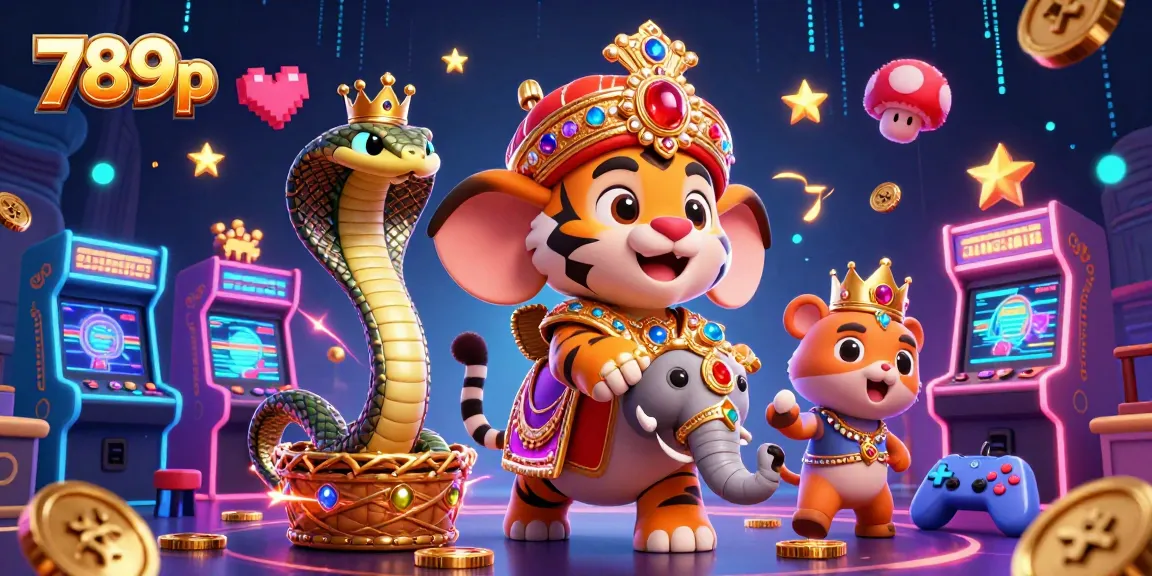 Experience vivid 789p gaming excitement with a 3D cartoon maharaja tiger and vibrant casino elements