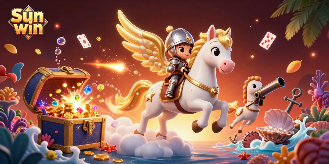 Experience exhilarating wins with Sun win, capturing thrilling gaming adventures in a vibrant 3D scene.