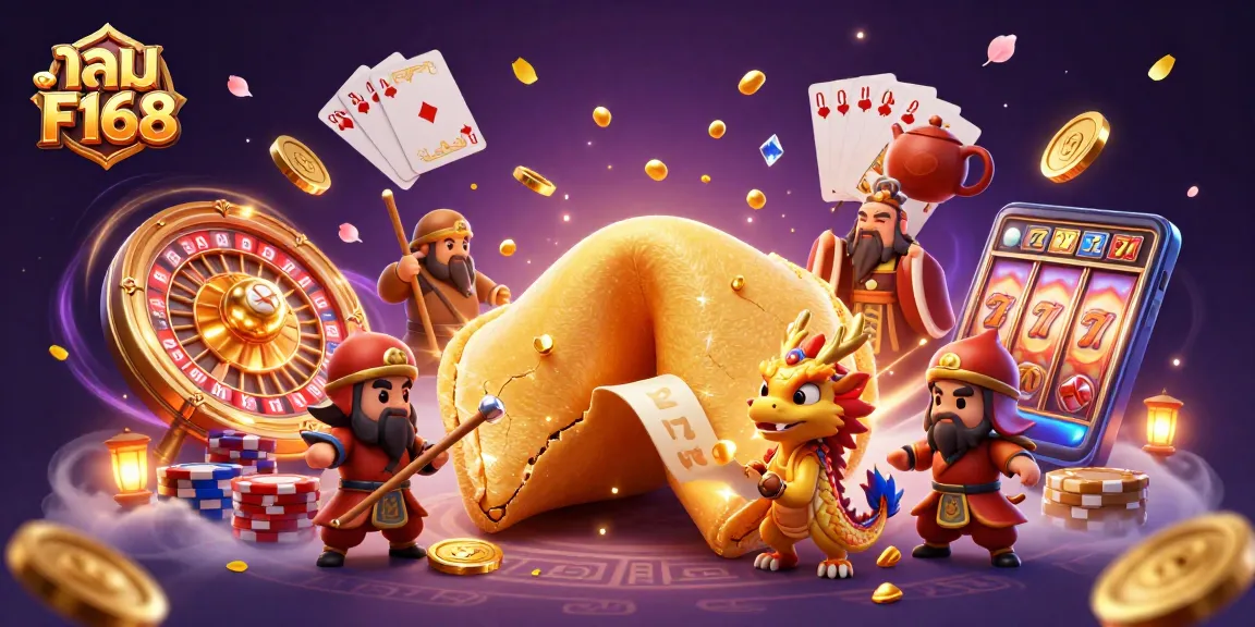 Play thrilling games at เกม F168 with an enchanting 3D casino scene illustrating fortune and excitement.