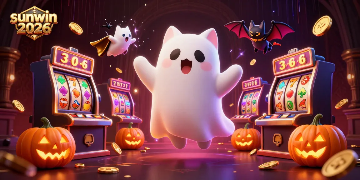 Experience the thrill with sunwin 2026 in an ultra-detailed haunted casino scene featuring a ghost cat.